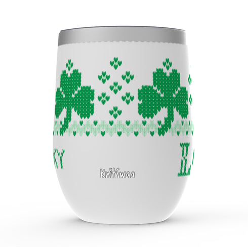 Shamrock Stemless Wine Tumblers, Irish Knitter Wine Tumbler, Knitter Gift, Red Headed Knitter Gift, Knitting Tumbler